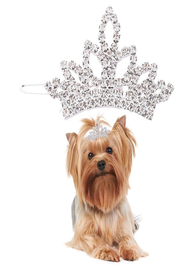 PET SHOW 1pc/Pack Dog Tiara Crown Hair Clips Bows for Small Dogs Costume Crystal Rhinestone Girls Puppies Barrette Grooming Hair Accessories - Image 1